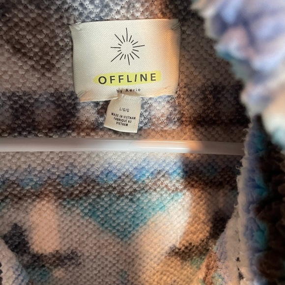 Aerie OFFLINE Cozy Nordic Snowflake Fleece Quarter Zip Pullover Size Large - Picture 4 of 15